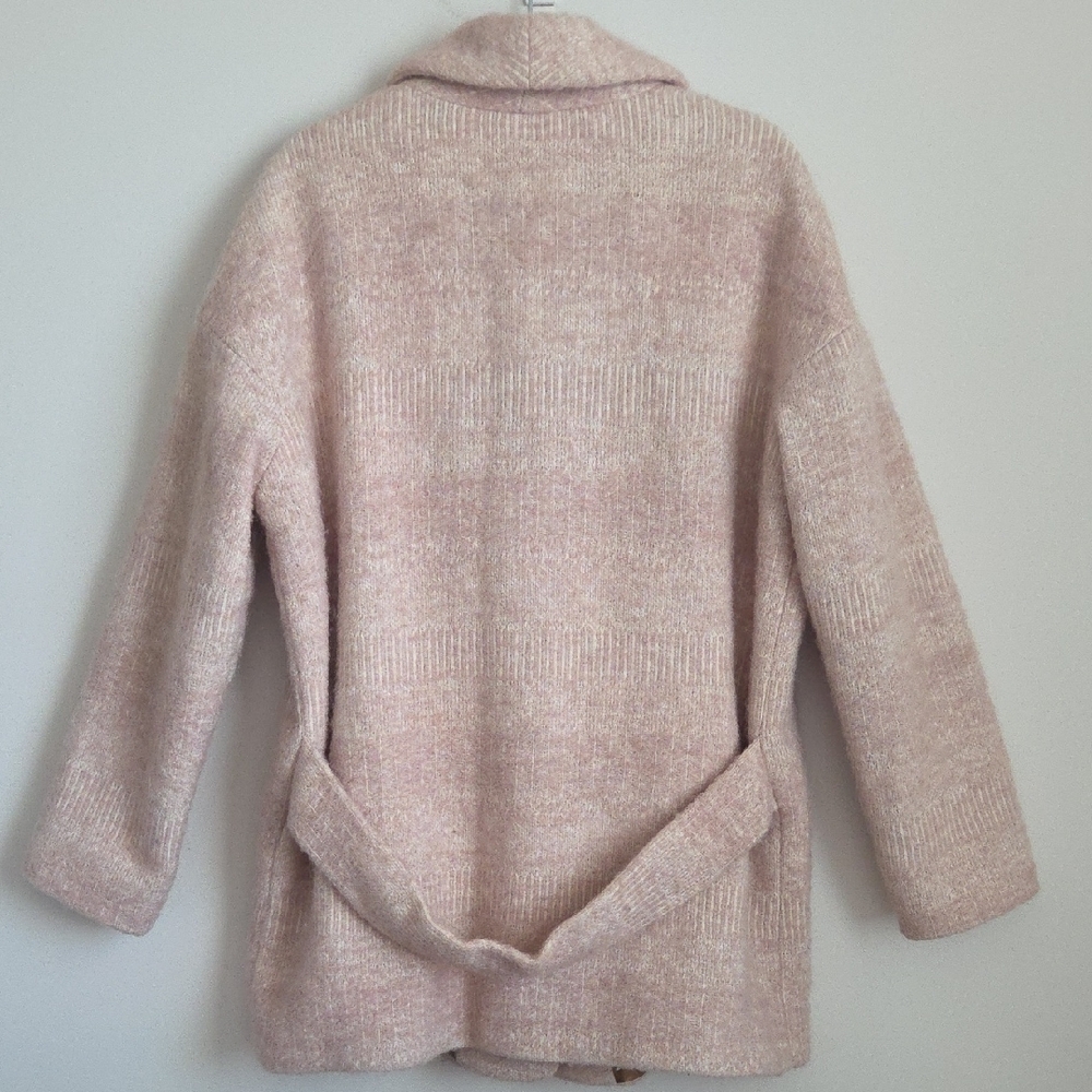 SÉZANE Pink Wool Blend Shawl Collar Coat Soft Rose Melange Size 38 M - Picture 7 of 15